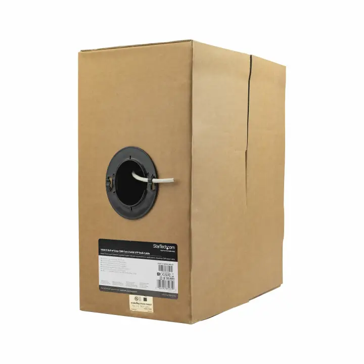 Bobina de Cable de Red Ethernet Cat6 a Granel - 304,8m - Sólido - CMR - Gris - Se Ajusta a TAA