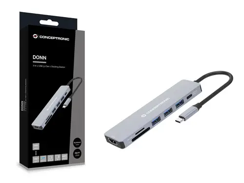 DONN19G base para portátil y replicador de puertos Alámbrico USB 3.2 Gen 1 (3.1 Gen 1) Type-C Gris - Imagen 4