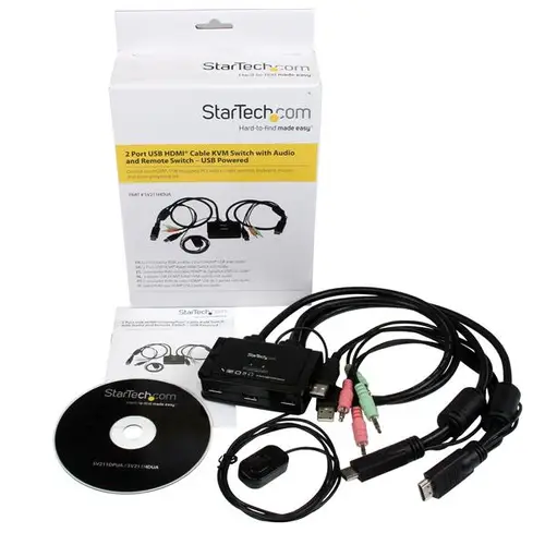 Conmutador Switch KVM 2 puertos HDMI USB Audio con Cables Integrados - 1080p - Imagen 6