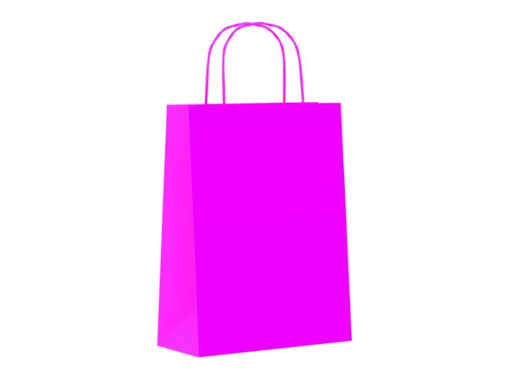Paq.25 bolsas papel asa retorcida formato xs 18+8X24cm 90gr fucsia 02004093