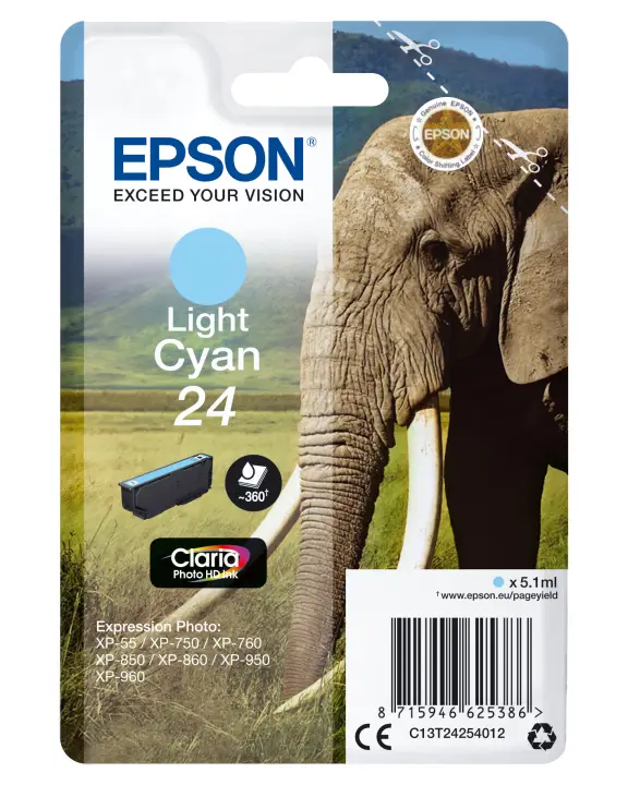 Elephant Cartucho 24 cian claro (etiqueta RF)