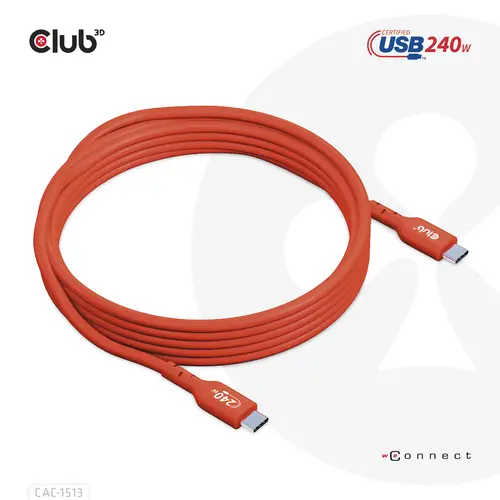 Cable certificado USB2 tipo C bidireccional USB-IF Datos 480 Mb, PD 240 W (48 V/5 A) EPR M/M 3 m/9,84 pies - Imagen 10