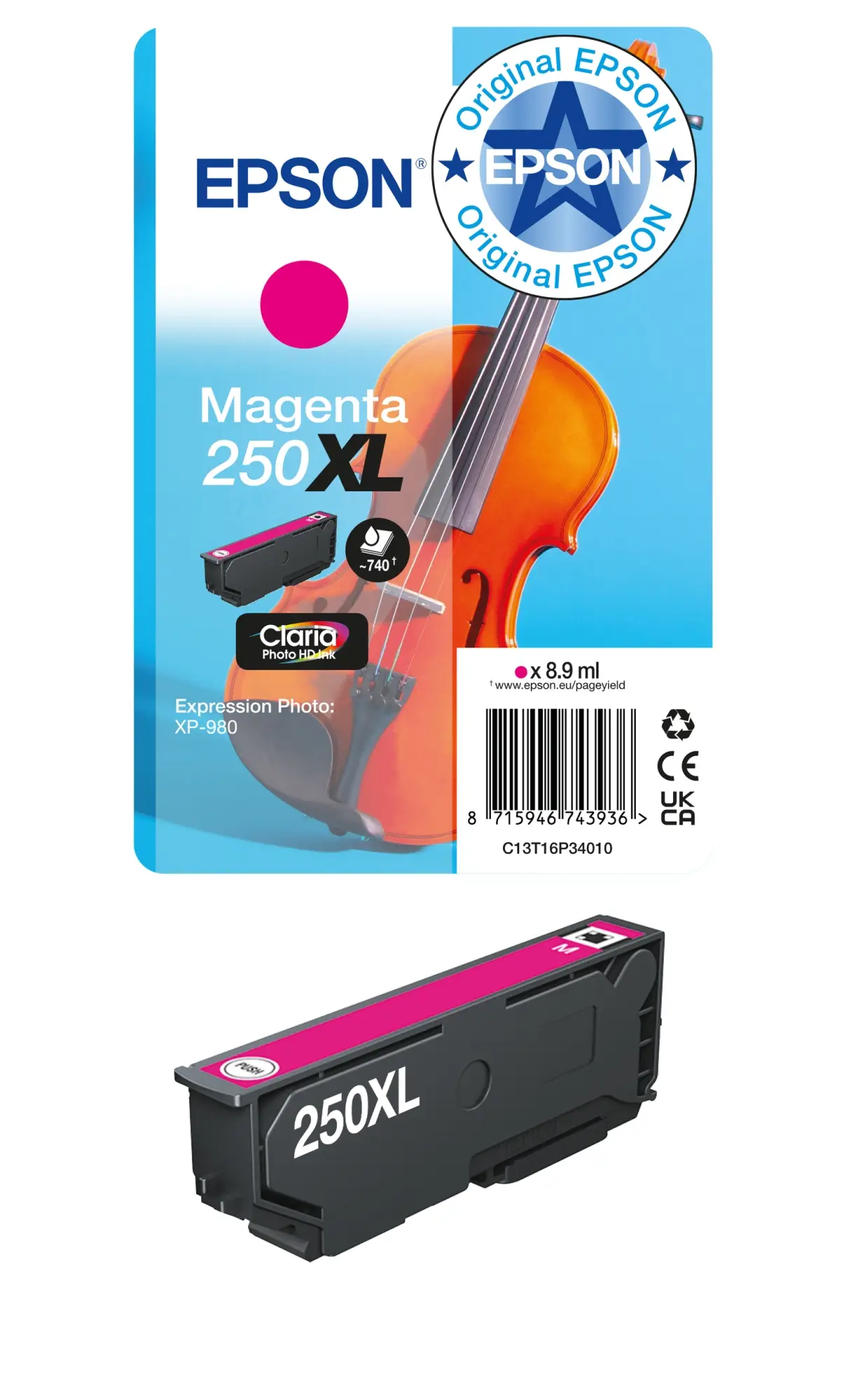 Pack individual de tinta Claria Photo HD 250XL Violin magenta