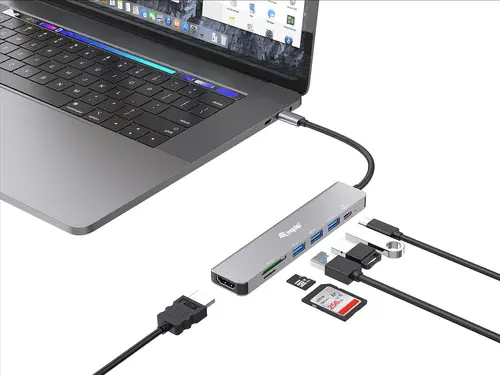 133494 Adaptador multifunción USB-C 7 en 1, HDMI 4K/60Hz, USB 3.2 Gen1 x 3 , TF/MICRO SD, 100W USB PD - Imagen 2