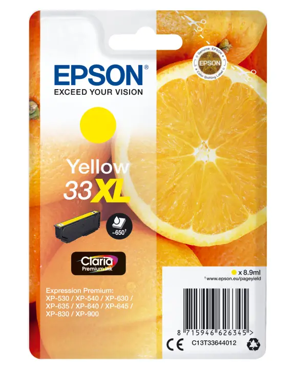 Oranges Singlepack Yellow 33XL Claria Premium Ink