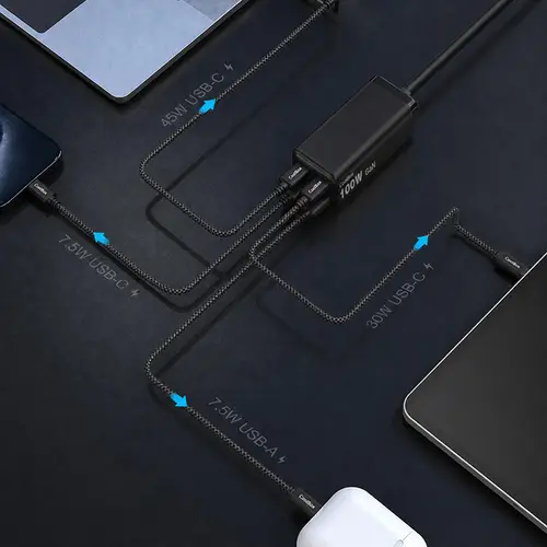 ESTACION CARGA USB 100W GAN C+C+C+A SOBREMESA - Imagen 8