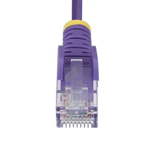 Cable de Red Ethernet CAT6 Delgado sin Enganches Morado de 2,5m - Cable RJ45 Snagless Slim 28AWG - Alambre de Cobre Puro - PoE 100W - con Alivios de Tensión - LSZH - Probado con Fluke - Imagen 4