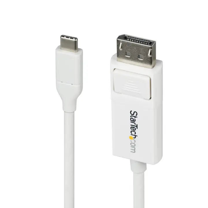 Cable USB C a DisplayPort 1.2 4K 60Hz de 2m - Adaptador de Vídeo Bidireccional DP a USB Tipo C - HDR - Compatible con Thunderbolt - Blanco