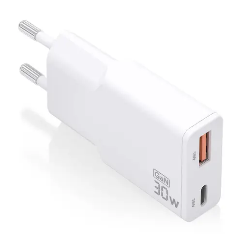 ASCH-30W2P046-W cargador de dispositivo móvil Cámara digital, MP3, MP4, Teléfono móvil, Navegante, Portátil, Consola de juegos portátil, Smartphone, Tableta, Universal Blanco Corriente alterna Carga rápida Interior - Imagen 1