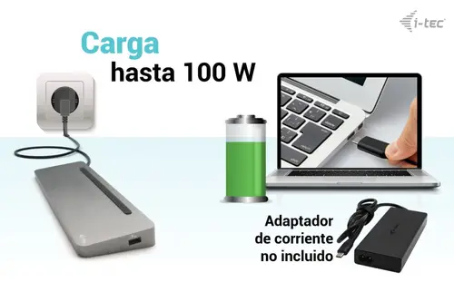 USB-C Metal Ergonomic 3x 4K Display Docking Station + Power Delivery 100 W - Imagen 9