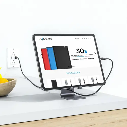 Soporte De Sobremesa Tamaño M Ajustable (1 Pivote) Para Movil / Tablet, Gris - Imagen 4