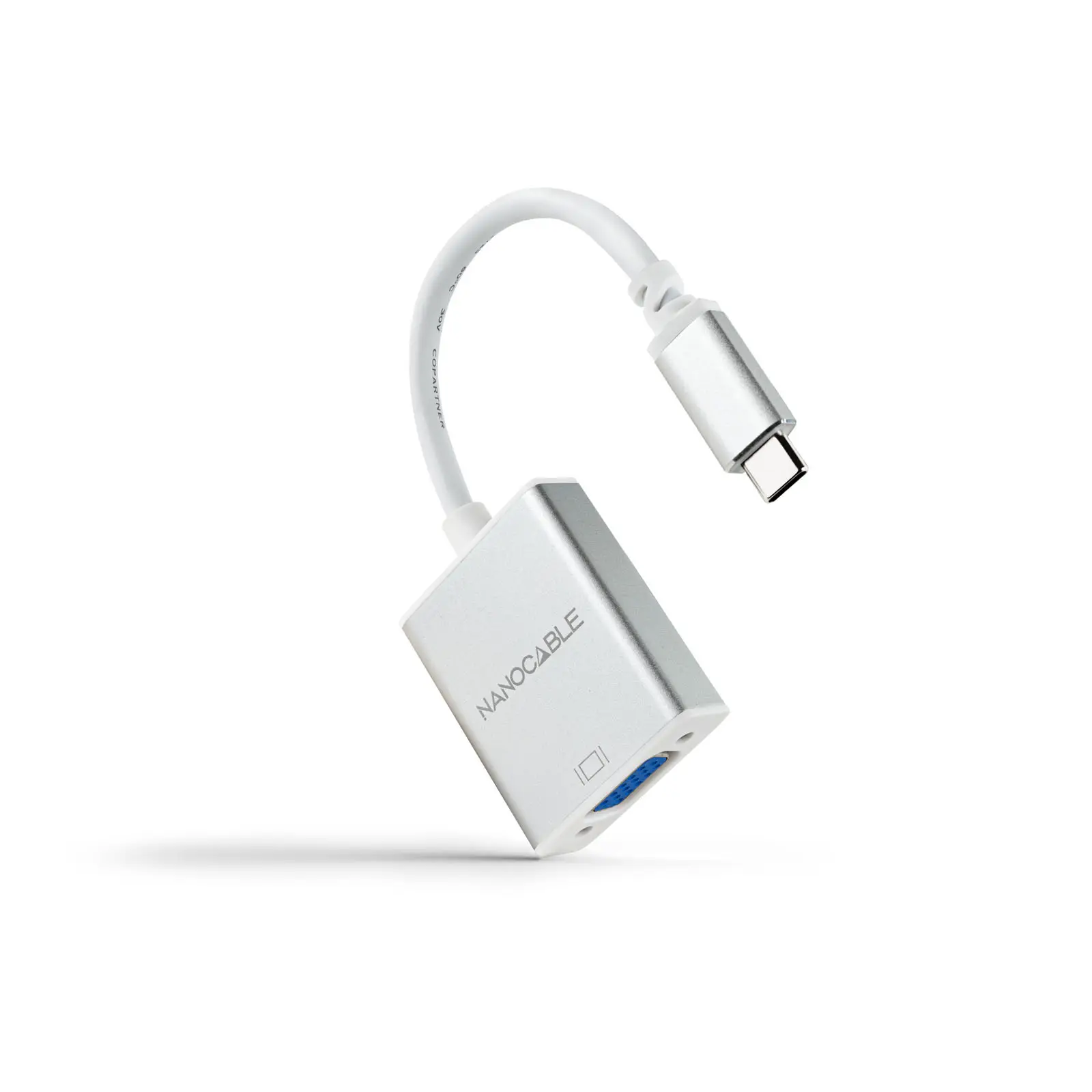 Conversor USB-C a VGA. USB-C/M-VGA/H, Aluminio 10 cm