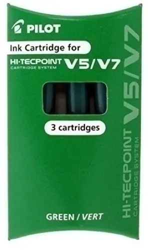 RECAMBIO PILOT V-5 RECARGABLE VERDE B/3 - Pack de 12 unidades
