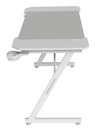 MGD-X120, Mesa Gaming Ergonómica, Superficie en Fibra de Carbono, Estructura Metálica, Alfombrilla XXL, Soporte Auriculares y Bebida, Gestión Cableado, Escritorio PC 120x60cm, Blanco - Imagen 2