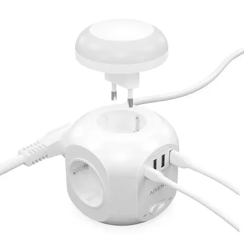 Regleta de Enchufes Sobremesa Multifuncion con 4 Tomas + 1XUSB-C, 3XUSB-A, Luz Nocturna, 1.8M, Blanco - Imagen 3