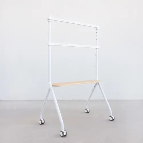 iLOVE Soporte de Suelo con Ruedas para Pantalla 49"-80", Blanco y Haya - Imagen 3
