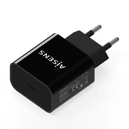 Cargador USB-C PD3.0 1 Puerto 1x USB-C 20 W, Negro - Imagen 1