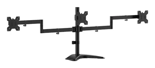 Soporte de mesa con peana eco giratorio e inclinable para 3 monitores 10kg (3 Pivotes, 2 Brazos) de 13-27, Negro - Imagen 1