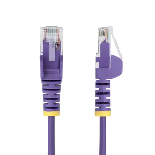 Cable de Red Ethernet CAT6 Delgado sin Enganches Morado de 1,5m - Cable RJ45 Snagless Slim de 28AWG - Alambre de Cobre Puro - PoE 100W - con Alivios de Tensión - LSZH - Probado con Fluke - Imagen 2