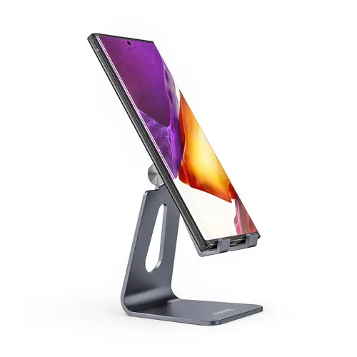 Soporte De Sobremesa Tamaño M Ajustable (1 Pivote) Para Movil / Tablet, Gris - Imagen 3