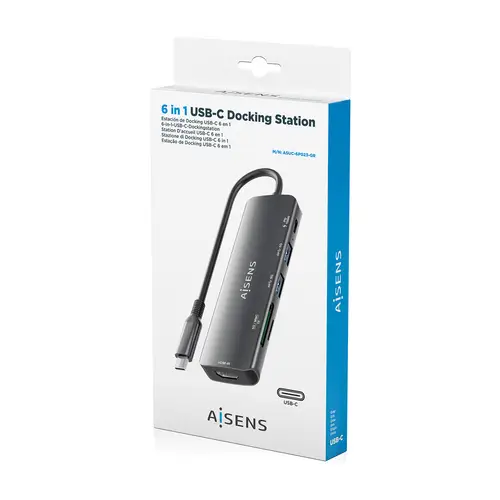 USB-C Dock 6 en 1, USB-C A, 1x HDMI, 2x USB-A, 1x USB-C PD 100W, 1x SD, 1x MicroSD, Gris, 15cm - Imagen 7