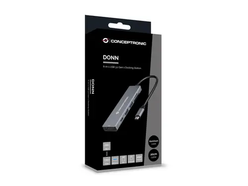 DONN23G base para portátil y replicador de puertos Alámbrico USB 3.2 Gen 1 (3.1 Gen 1) Type-C Gris - Imagen 5