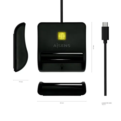 Lector De Tarjeta Inteligente DNI, USB-C, Negro - Imagen 4