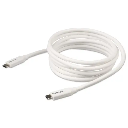 Cable de 2m USB-C a USB-C con capacidad para Entrega de Alimentación de 5A - USB TipoC - Cable de Carga USBC - Blanco - Imagen 4