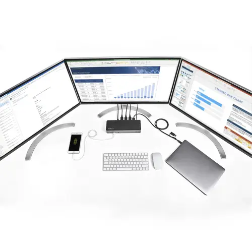 Docking Station USB-C y USB-A 10Gb - Replicador de Puertos Híbrido Universal para 3 Monitores DisplayPort y HDMI 4K de 60Hz - PD 85W - Hub Ladrón USB de 6 Puertos - Audio - Red Gigabit - Imagen 13