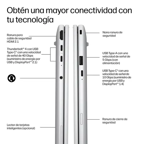 EliteBook 8 G2a 14 inch Notebook Next Gen AI PC Wolf Pro Security Edition Copilot+ PC AMD Ryzen AI 5 Portátil 35,6 cm (14") WUXGA 16 GB LPDDR5x-SDRAM 512 GB SSD Wi-Fi 7 (802.11be) Windows 11 Pro Plata - Imagen 4