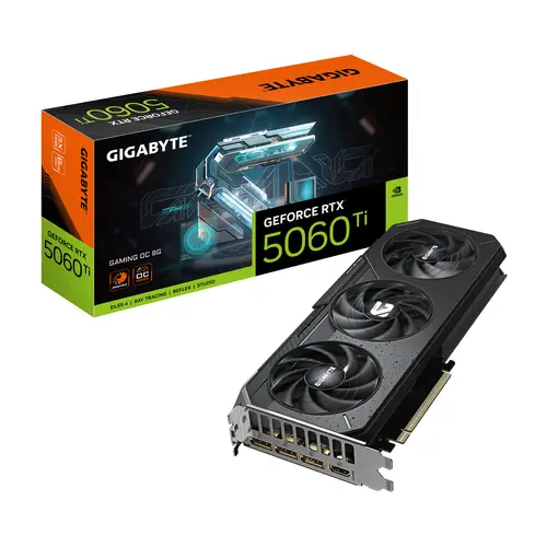 GeForce RTX 5060 Ti GAMING OC 8G Tarjeta Gráfica  8 GB GDDR7, 128 bits, PCI-E 5.0, 2647 MHz Frecuencia del núcleo, 3 x DisplayPort, 1 x HDMI, GV-N506TGAMING OC-8GD - Imagen 1