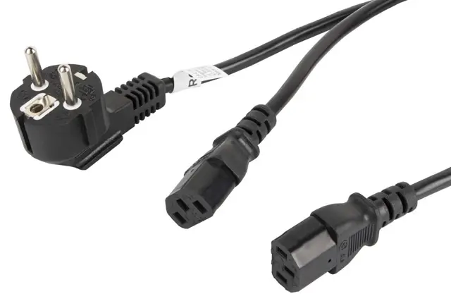 CA-C13C-13CC-0018-BK cable de transmisión Negro 2 m C13 acoplador CEE7/7