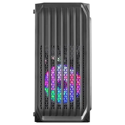 MC-S2, Caja PC Compacta Gaming Micro-ATX, 2 Ventiladores FRGB Raibow con Rejilla Frontal, Ventana Lateral Completa, Negro - Imagen 2