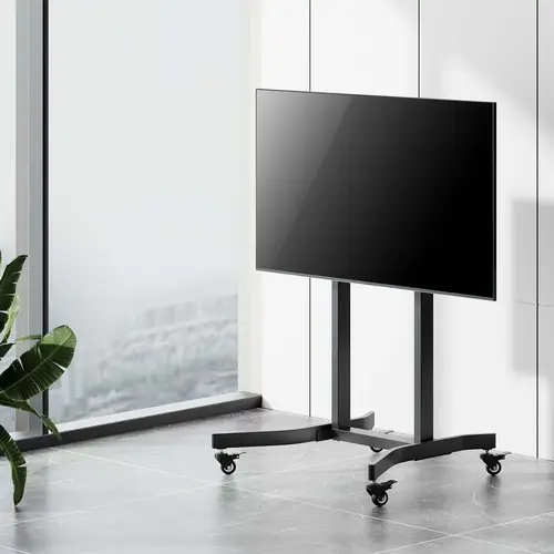 Soporte de suelo motorizado pro con ruedas para monitor/TV 120kg de 55-100, Negro - Imagen 4