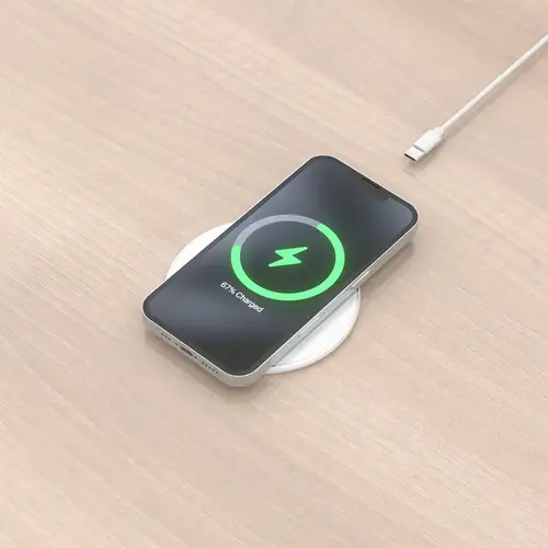 Cargador Inalambrico USB-C 15W Para Movil, Blanco - Imagen 5