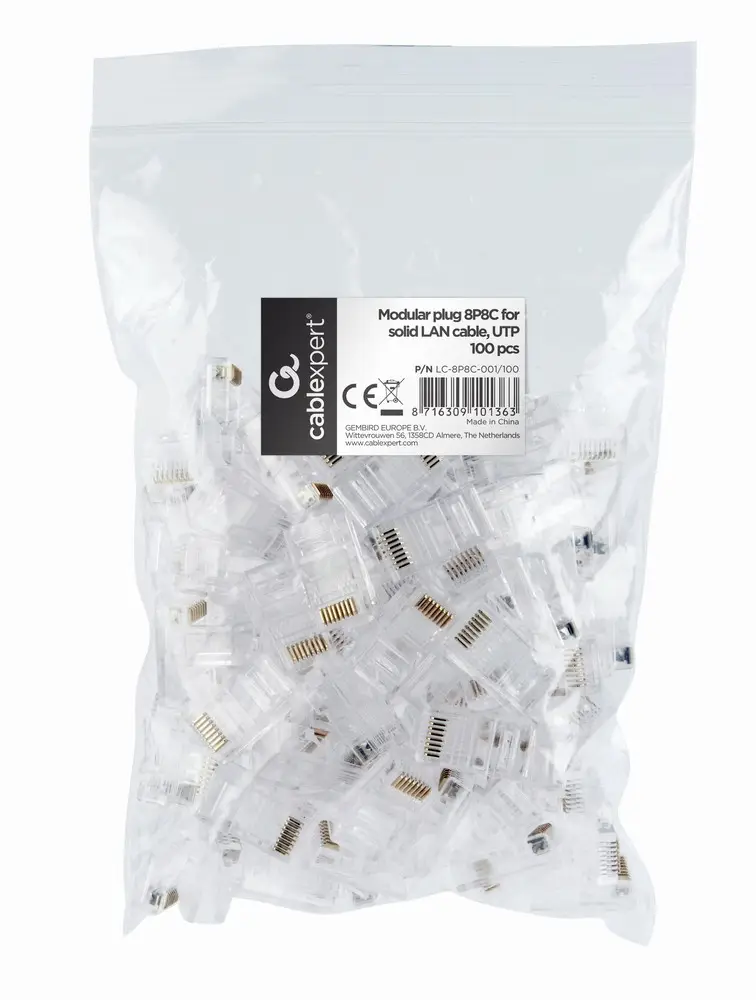 LC-8P8C-001/100 conector 8P8C (RJ-45) Transparente