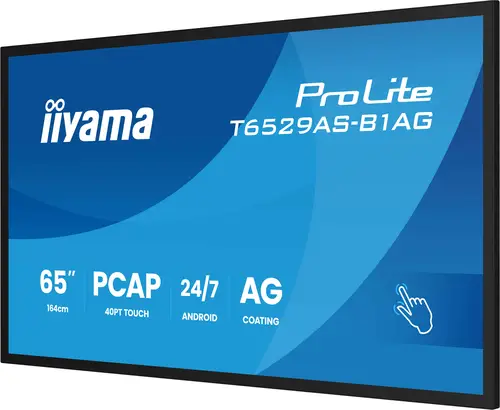 T6529AS-B1AG pantalla de señalización Panel plano interactivo 163,8 cm (64.5") LED Wifi 500 cd / m² 4K Ultra HD Negro Pantalla táctil Procesador incorporado Android 24/7 - Imagen 8