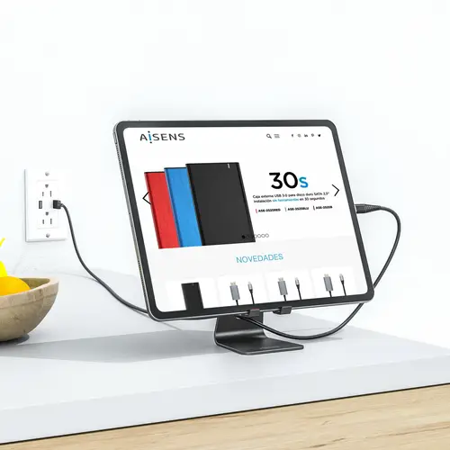 Soporte De Sobremesa Tamaño M Ajustable (1 Pivote) Para Movil / Tablet, Negro - Imagen 4