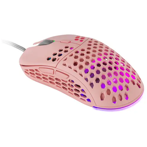MM55P, Ratón Gaming inalambrico RGB Chroma, Ultra-ligero 55 g, 12800 DPI, Switches Mecánicos Programables HUANO, Rosa - Imagen 2