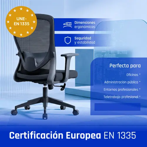 EN1335 Asiento acolchado Respaldo de malla - Imagen 11