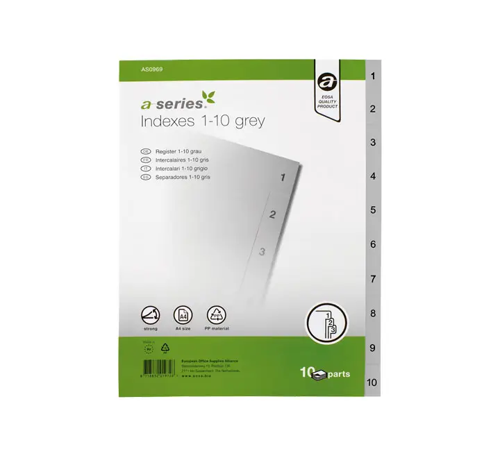 INDICE A-SERIES 1-10 PP A4 GRIS AS0969