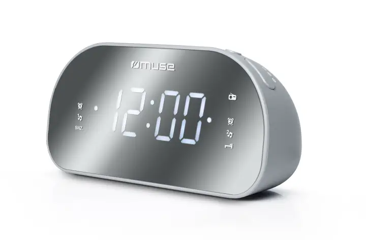 M-170CMR radio Reloj Digital Espejo, Blanco