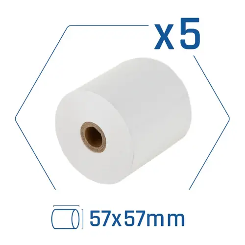 Pack 5 rollos papel térmico sin BPA 57X57mm - Imagen 4