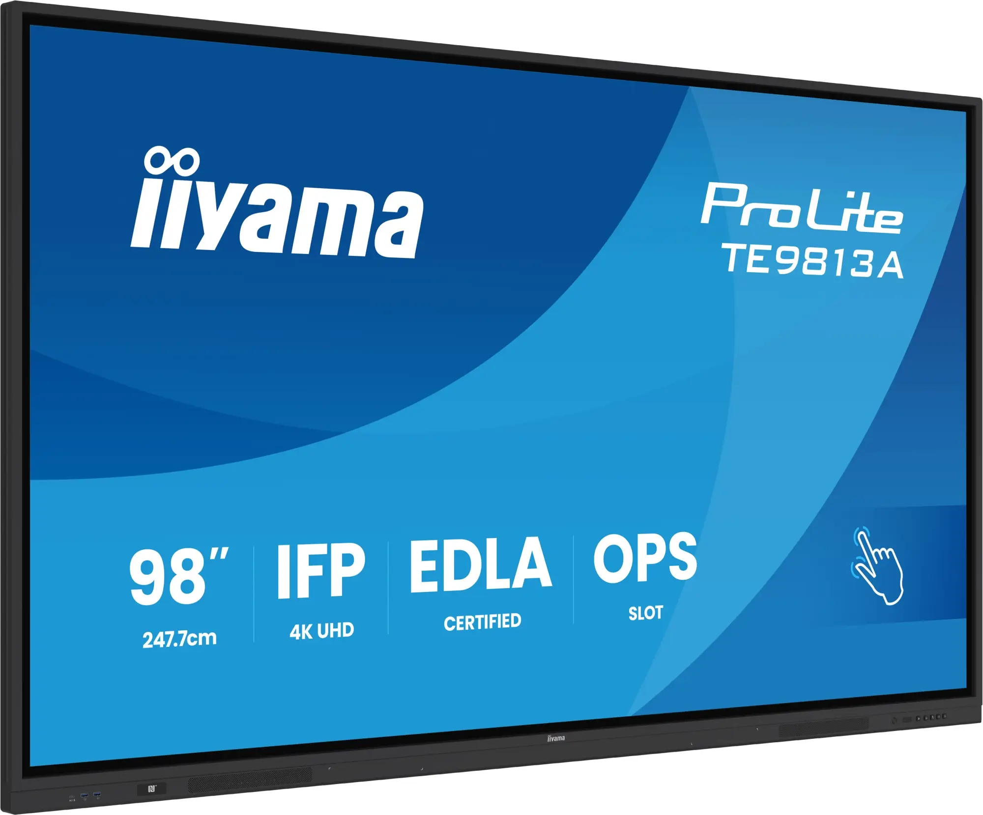 TE9813A-B2AG pantalla de señalización Diseño de quiosco 2,48 m (97.5") Wifi 500 cd / m² 4K Ultra HD Negro Pantalla táctil Procesador incorporado Android 24/7