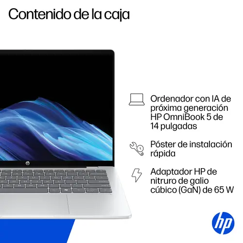OmniBook 5 Laptop Next Gen AI 14-he0001nsx Copilot+ PC Snapdragon X1-26-100 Portátil 35,6 cm (14") 2K 16 GB LPDDR5x-SDRAM 512 GB SSD Wi-Fi 6E (802.11ax) Windows 11 Home Plata - Imagen 6
