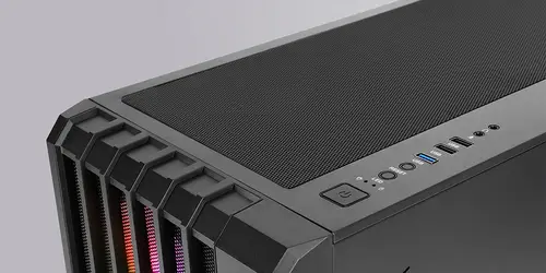 MC-VAULT, Caja Gaming ATX, 4x Ventiladores ARGB 120mm, Panel Frontal Mesh con Diseño Vertical, Ventana Lateral Cristal Templado, 3x Slots PCI Verticales, Semitorre PC Profesional, Negro - Imagen 4