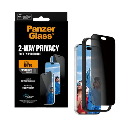 ® 2-Way Privacy Screen Protector iPhone 18 Pro | Ultra-Wide Fit w. EasyAligner Protector de pantalla 1 pieza(s) - Imagen 6