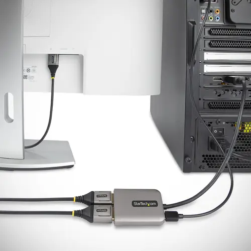 Hub MST de 2 Puertos DisplayPort 1.4 - Divisor Splitter DP para 2 Monitores - Adaptador DisplayPort a 2x DisplayPort de 5K 60Hz - Alimentado por USB - Windows Solamente - Imagen 8
