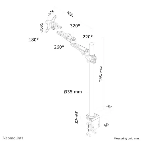 FPMA-D935POLE70 Brazo de monitor 10-30" - Imagen 3