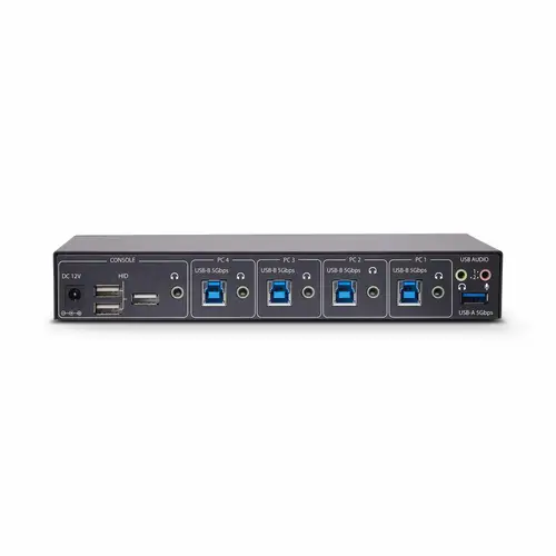 Switch KM/USB 4 Puertos con Conmutación por Ratón - Conmutador KM USB 3.0 de Teclado y Ratón para 4 Ordenadores - Comparte Periféricos en 4 Ordenadores - Audio de 3,5mm y USB - TAA - Imagen 4
